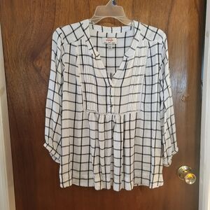 Wrangler Women's Plaid Blouse, White, Size M